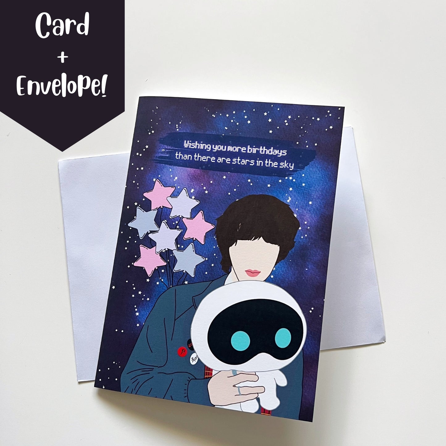 Jin "Wishing you more birthdays than there are stars in the sky" Birthday Card With Envelope