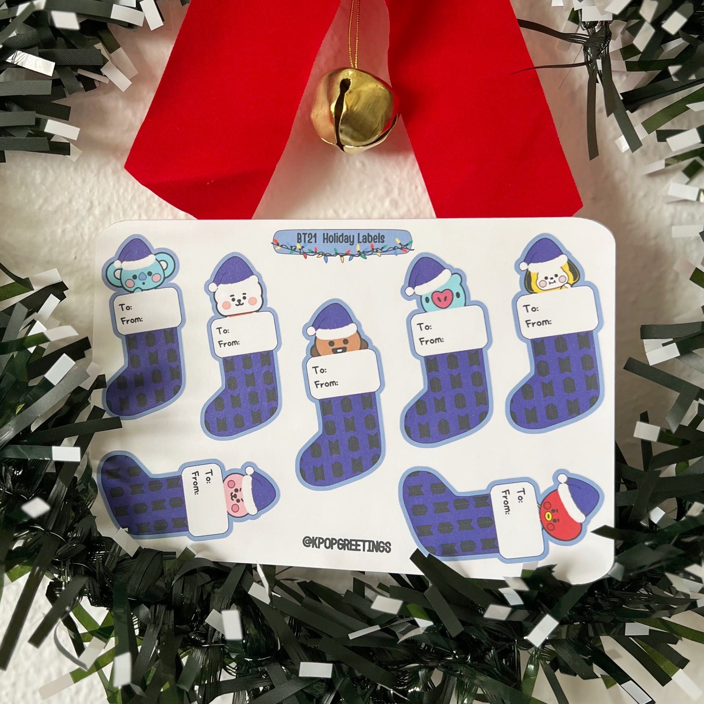 BTS Stocking Holiday Gift Label Sheet