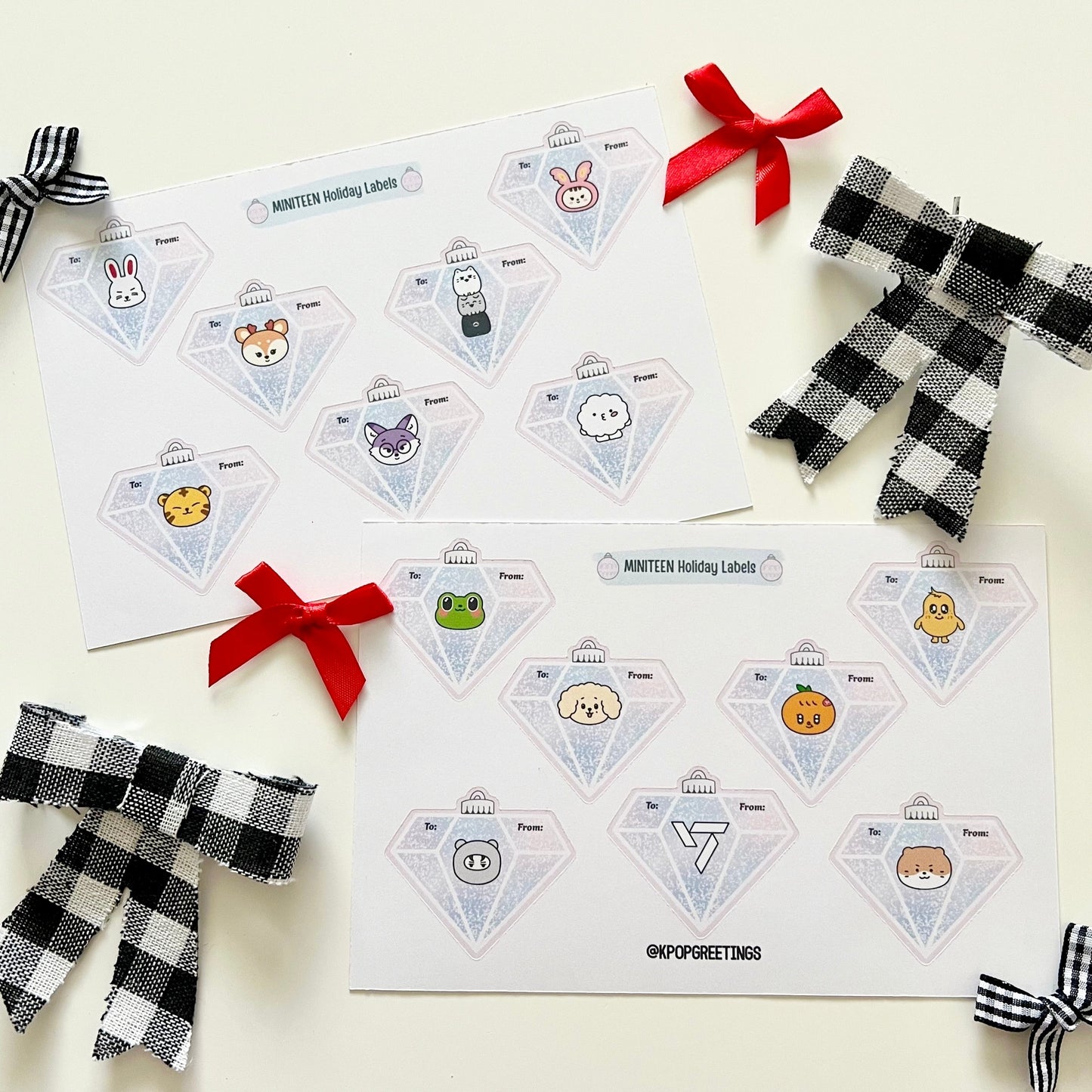 Miniteen Diamond Holiday Gift Label Sheets
