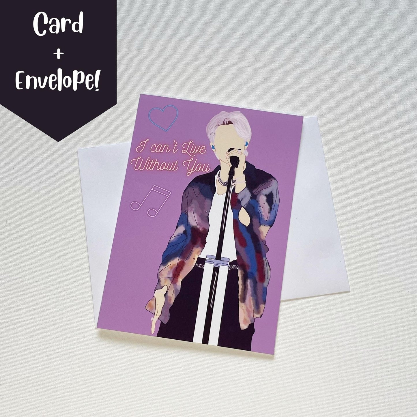 RM "I Can't Live Without You" Valentine's Day Card with Envelope