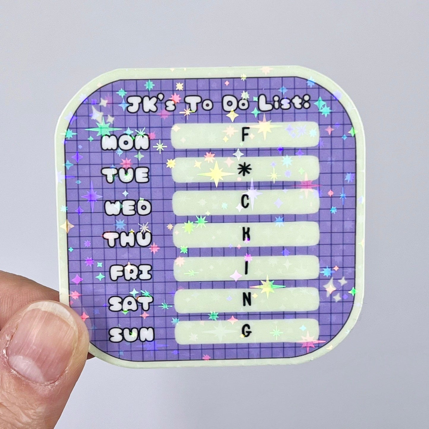 Jungkook Seven Days a Week To Do List Holographic Sticker