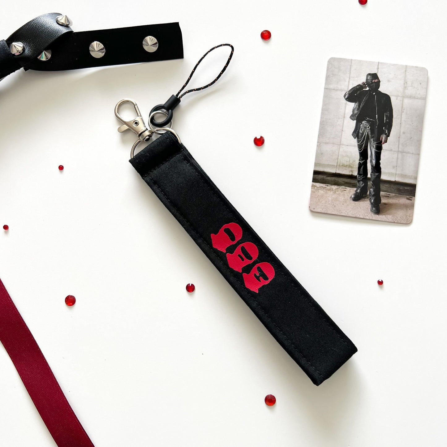 Hooligan Studded Handmade Lanyard Keychain + Lightstick Strap