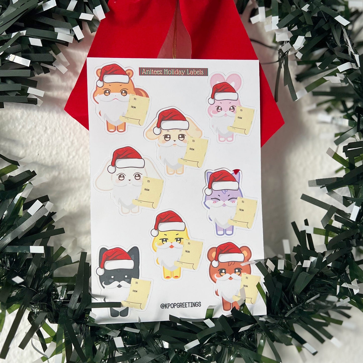 Aniteez as Santas Holiday Gift Label Sheet
