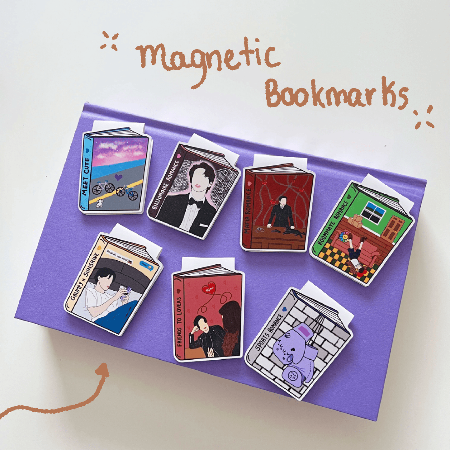 BTS as Romance Book Tropes Magnetic Bookmarks