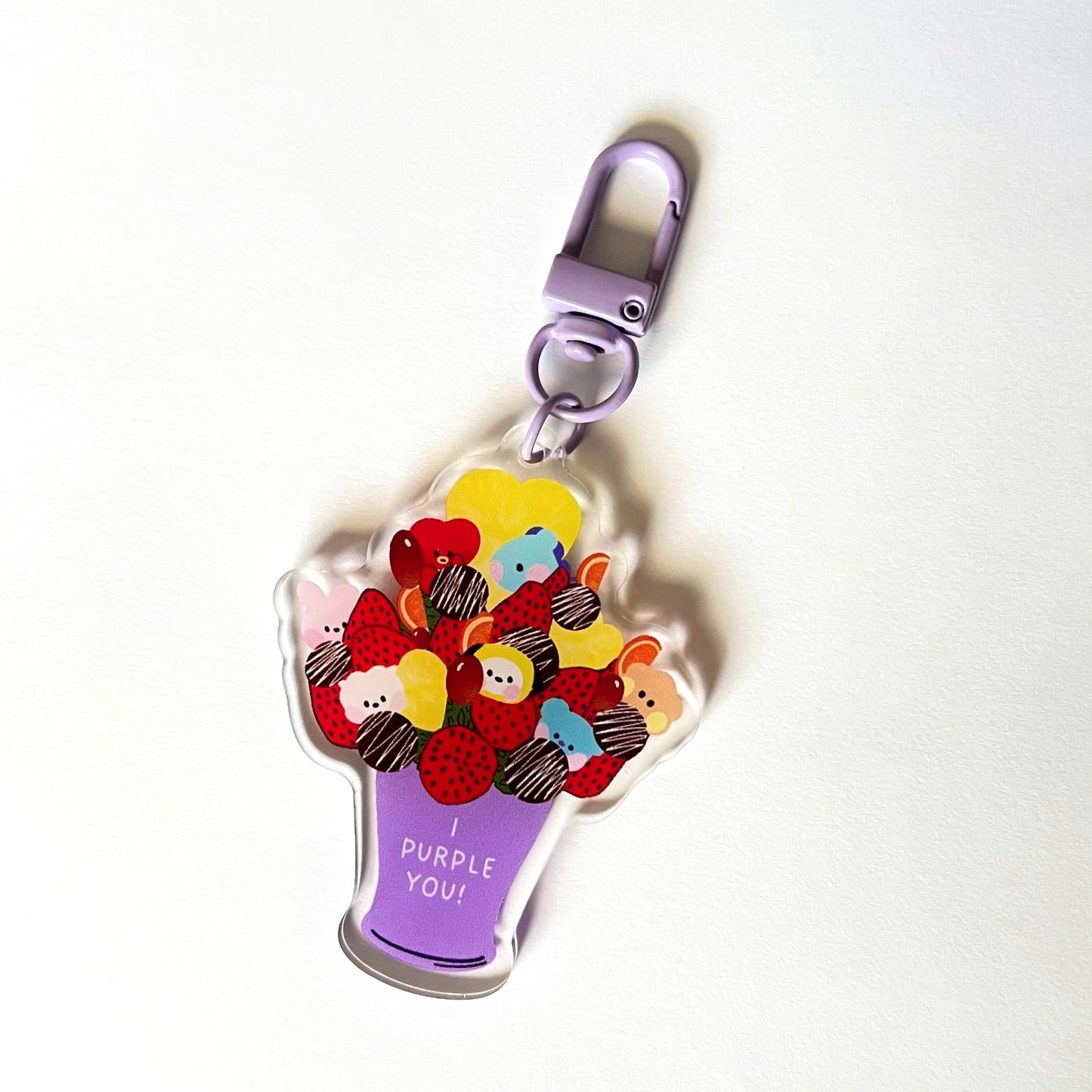 BTS "I Purple You!" Fruit Arrangement Acrylic Keychain