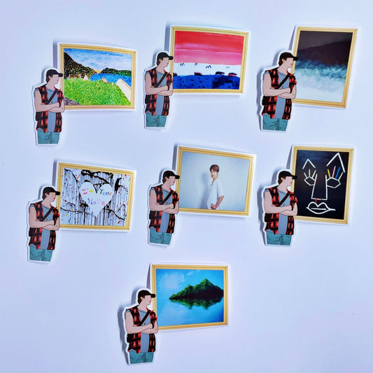 BTS RM Admiring OT7 Art Laminated Glossy Vinyl Stickers