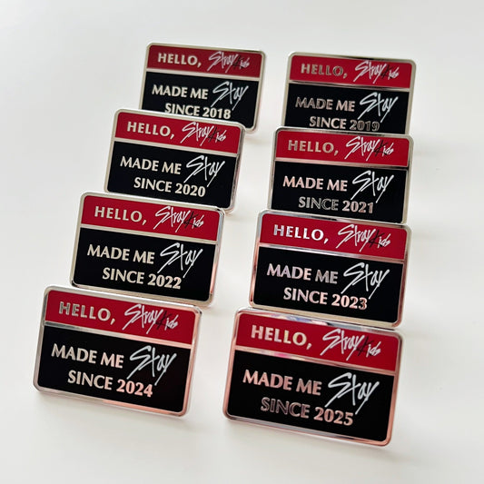 Stray Kids "Hello, SKZ Made Me Stay" Enamel Pins, Customizable Years