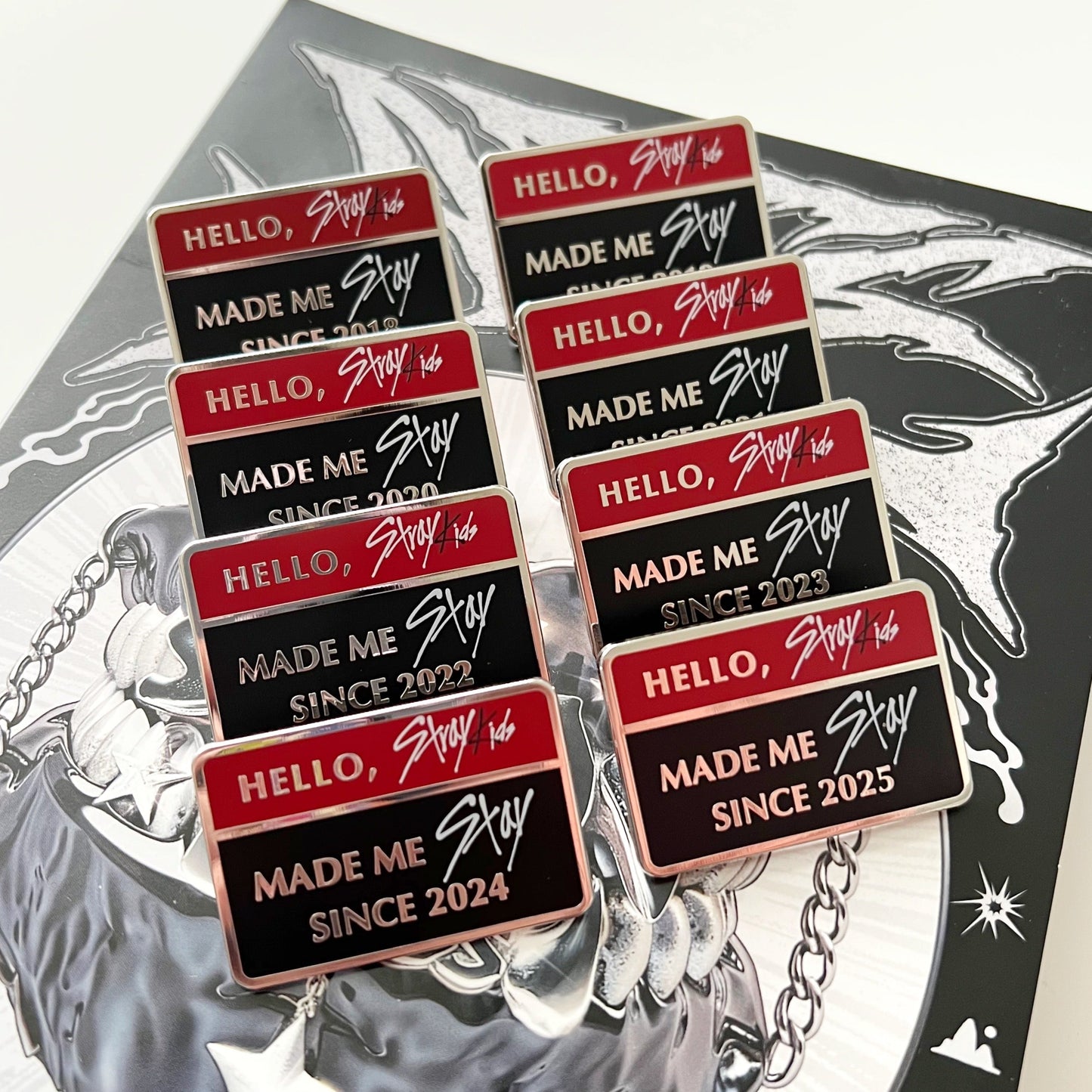 Stray Kids "Hello, SKZ Made Me Stay" Enamel Pins, Customizable Years