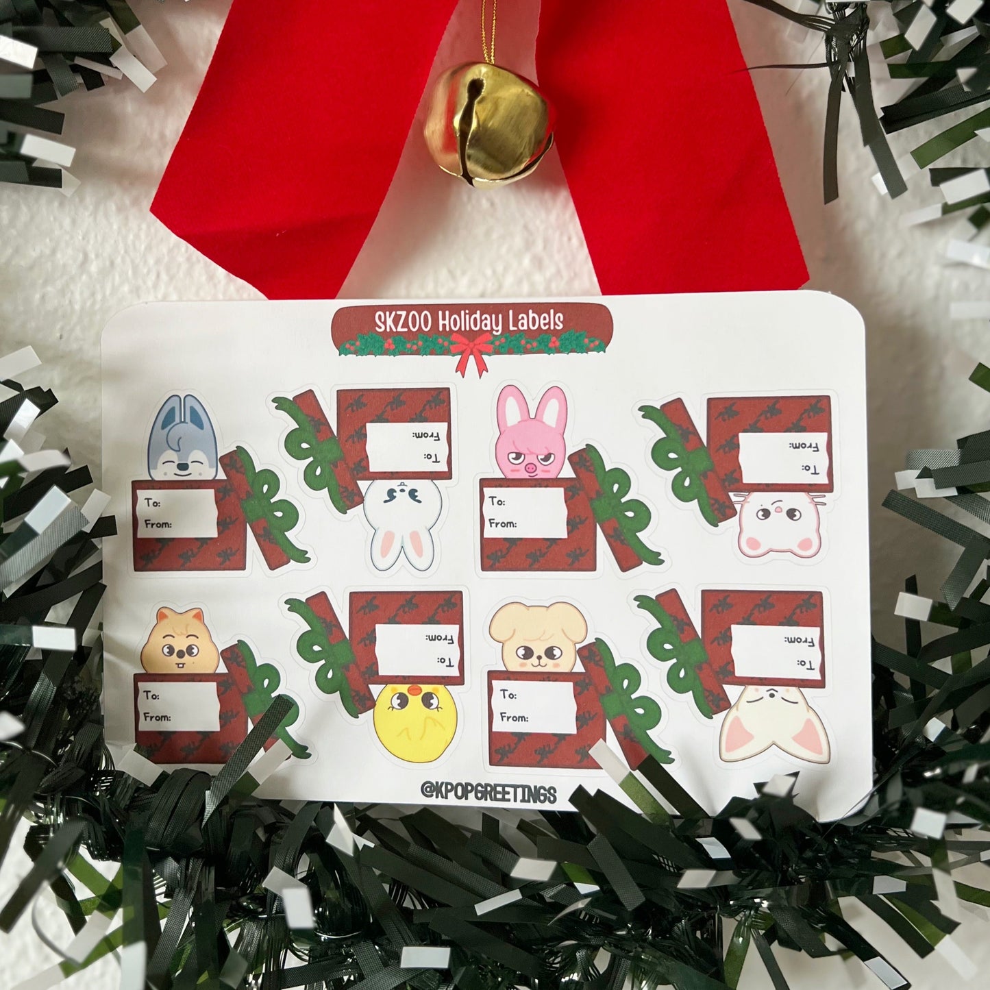 Stray ZOO in Presents Holiday Gift Label Sheet