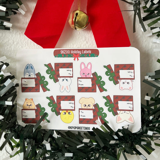 Stray ZOO in Presents Holiday Gift Label Sheet