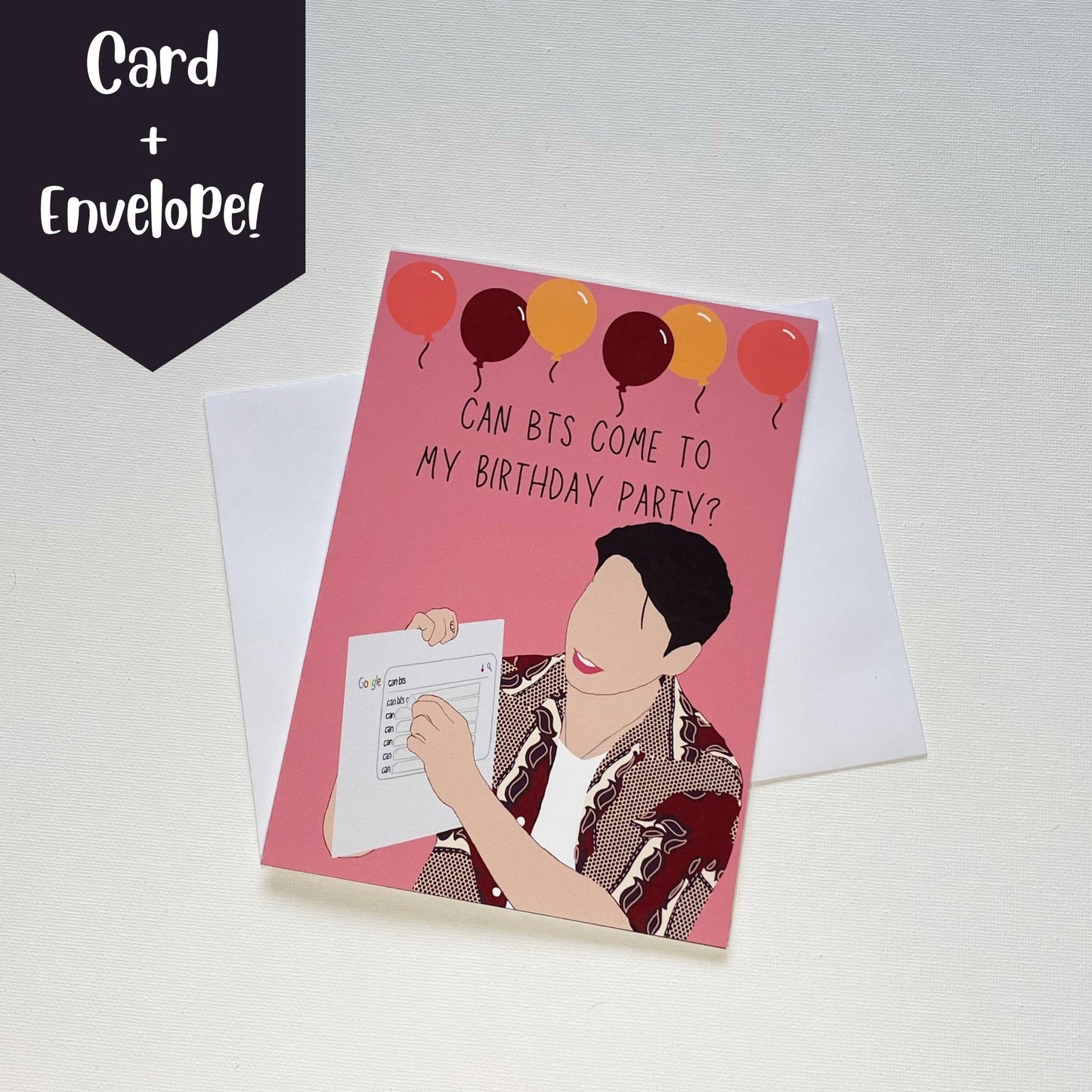 Jungkook "Can BTS Come to My Birthday Party?" Birthday Card with Envelope