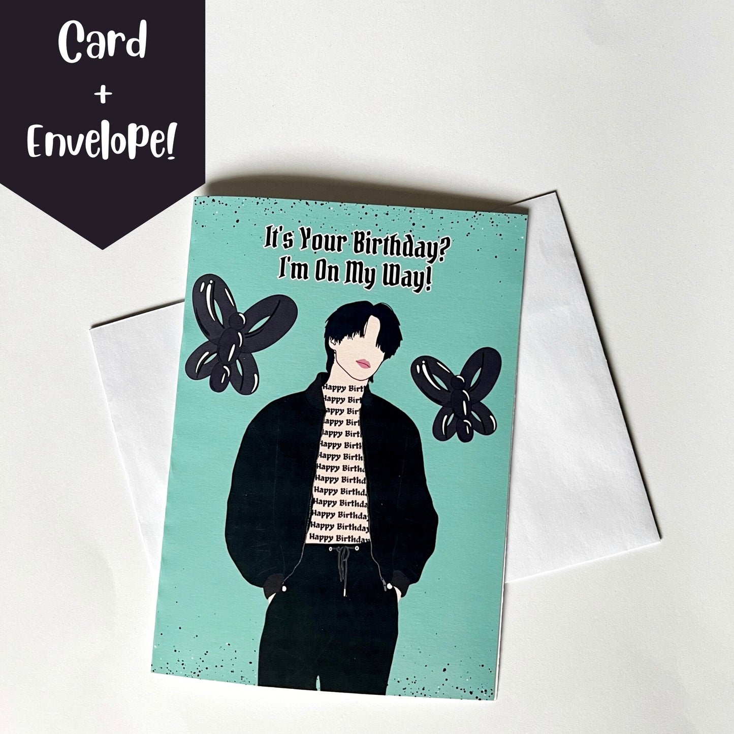 Jimin "It's Your Birthday? I'm On My Way!" Birthday Card with Envelope